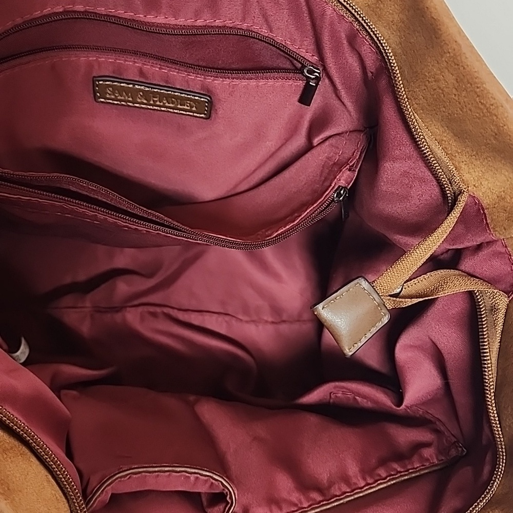 Sam & Hadley Large Studded Cognac & Brown 100% PVC Handbag with Tassel Accents - Picture 8 of 13